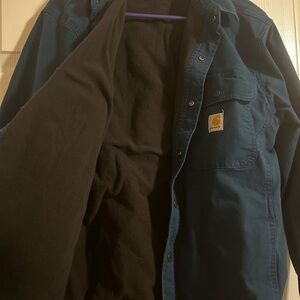 RUGGED FLEX RELAXED FIT CANVAS FLEECE-LINED SHIRT JAC